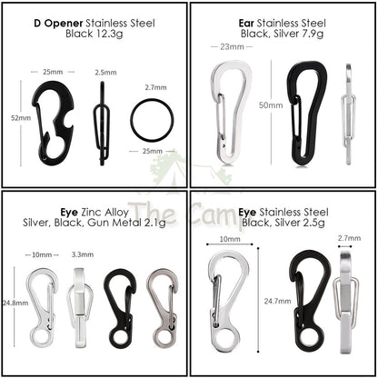 Carabiner D Shape S Shape Aluminium Stainless Steel Buckle Clip Key Chain Outdoor Camping Paracord Spring Keyring Hook
