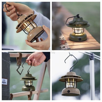 Mobi Garden Retro Lantern LED Stand Hanging Lamp AA Battery Camping Light Outdoor USB Hiking Fishing