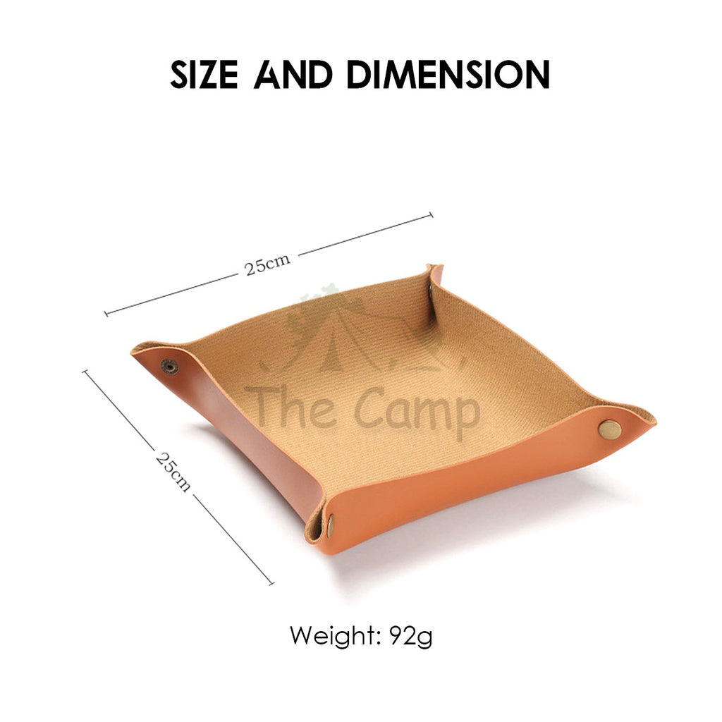 Outdoor Camping Table Tray Organizer PU Leather Material Hiking Fishing Side Bag Rack