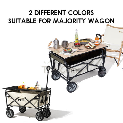 Mobi Garden Wagon Trolley Table Top Aluminum Alloy Wood Grain Design Black Thickwheel Normal