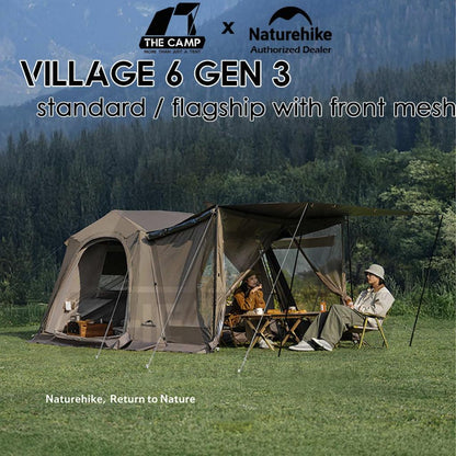 Naturehike Village 6 Gen 3 Auto Tent Standard / Flagship Model Inflation Pump Outdoor Camping Khemah Angin CNK2650WS035
