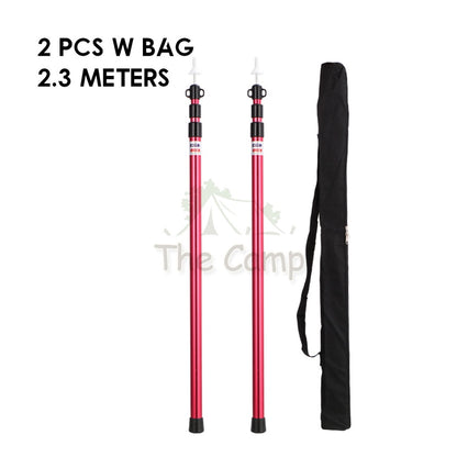 Camping Adjustable Rod for Flysheet Tarp Tent Camp Bag Hiking Family 2.3 3.0 2 3 m Support Pole with Bag Retractable