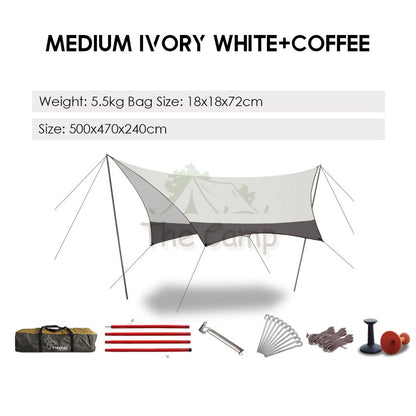 VIDALIDO Butterfly Tarp Flysheet Medium Large Silver Coating Black Coated Camping Waterproof Shelter Tent Awning