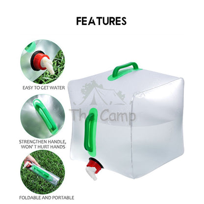 Camping Portable Water Bucket Foldable Collapsible Bag Carrier Container 10L 20L Tap PVC Picnic Fishing Hiking
