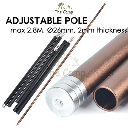 Camping Flysheet Tarp Adjustable Pole 26mm 2mm Heavy Duty Rod Tent Aluminium Long 2.8m Stand Awning Canvas Canopy Tiang