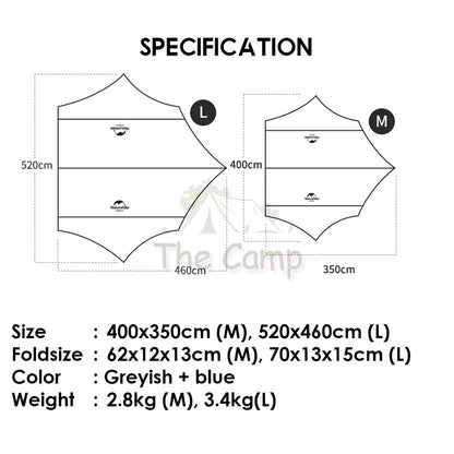 Naturehike Hexagon Tarp Flysheet Silver Coated Coating UPF 50+ Camping Waterproof Canopy Tent Awning Beach Sun Tent