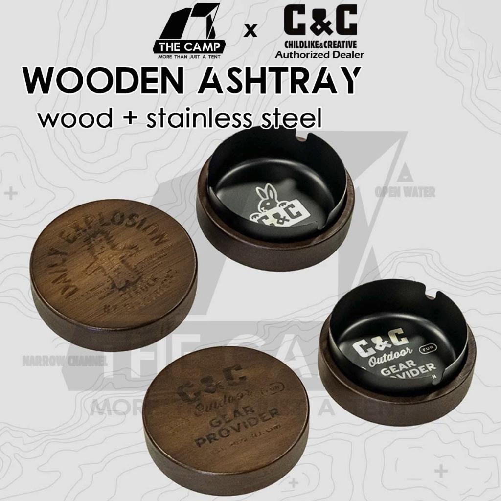 CC Wooden Ashtray Wood + Stainless Steel Laser Printing