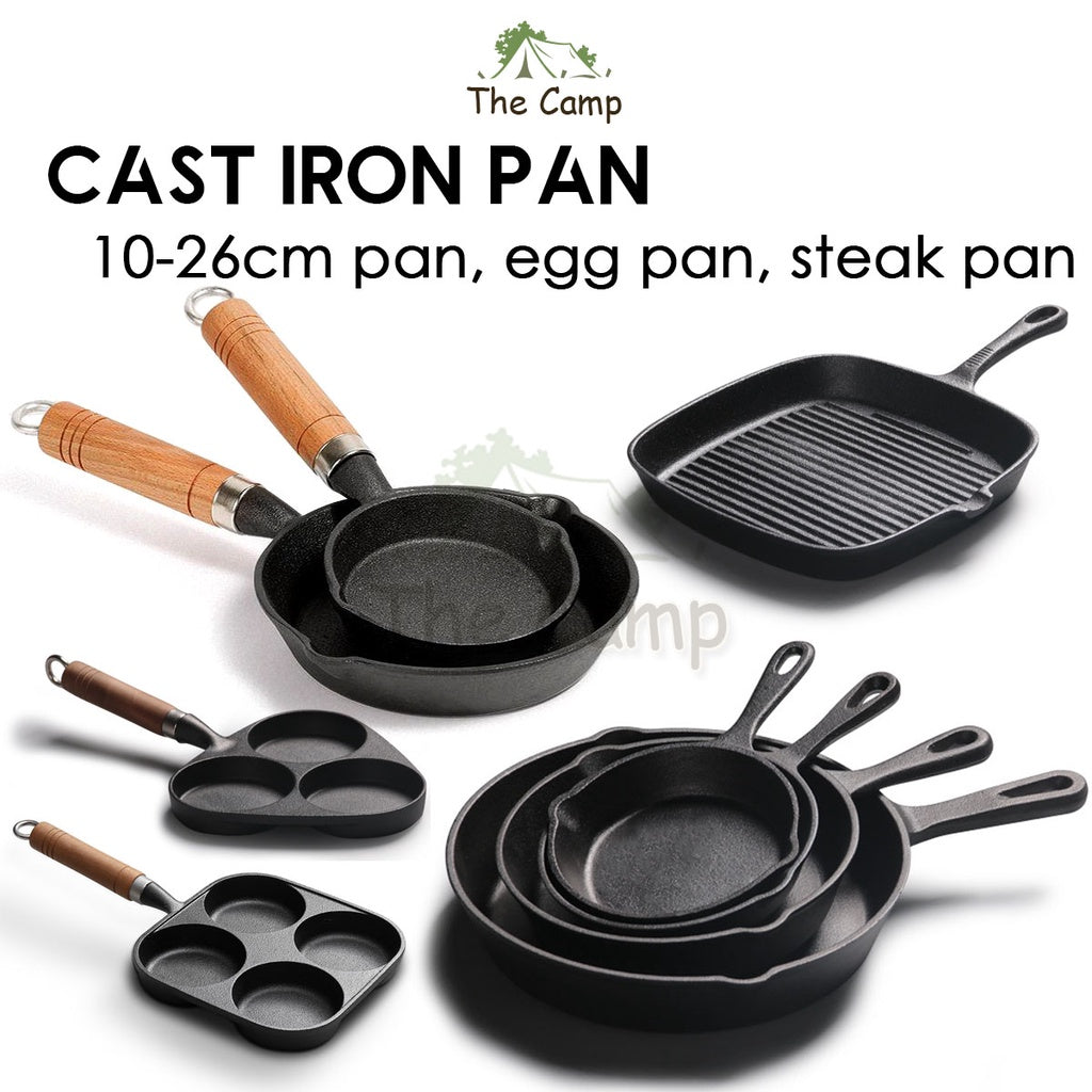 Cast Iron Skillet Grill Pan Frying Egg Pan Non Stick Square Steak Pan Camping Picnic No Coating Silicone Handle Grip