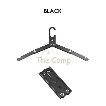 Camping Foldable Outdoor Clothes Hanger Aluminum Cloth Portable Hiking Table Chair Flysheet Tarp Bag Pole Nail Peg Black