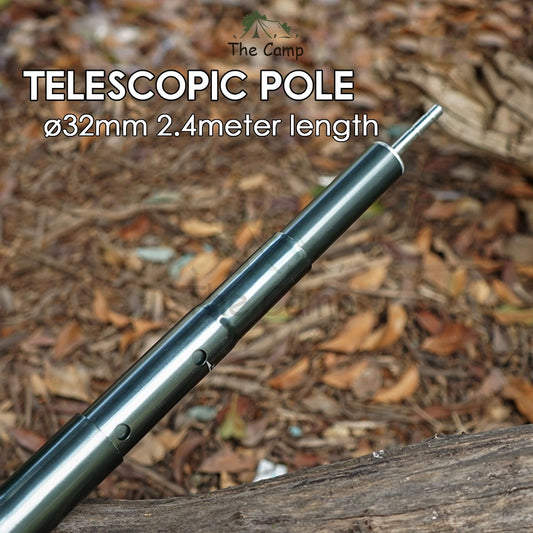 Telescopic Adjustable Flysheet Pole 2.4meter Camping Aluminium Alloy Lightweight Tent Stand Bag Nail Peg CLS