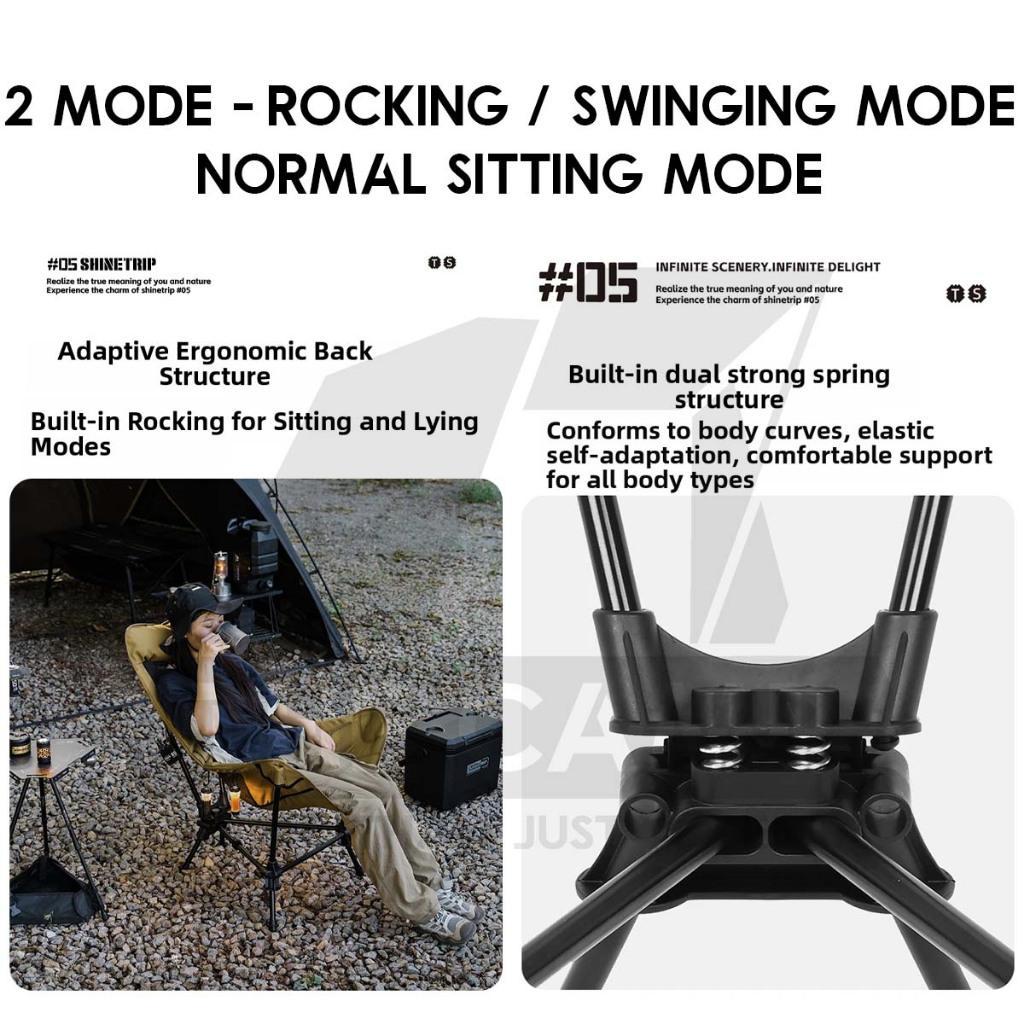 Shinetrip Swinging Chair Adjustable Height Headrest Armrest Outdoor Camping Rocking Kerusi Healing Highback A598