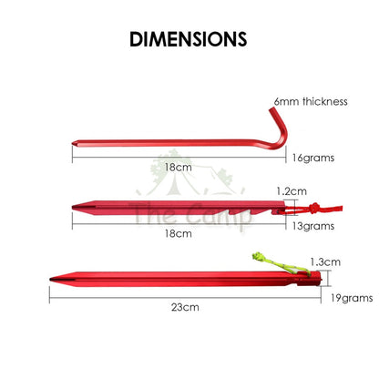 Aluminium Alloy Tent Peg 18cm 23cm with Rope Sand Hexagon Ultralight Stake Camping Sand Flysheet Nail Tarp Awning Beach