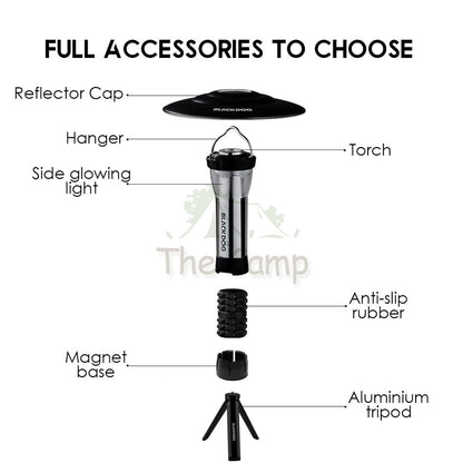 Blackdog Outdoor Camping Lighthouse Atmosphere LED Latern Torch Light Portable Rechargeable Black Reflector Goal Zero