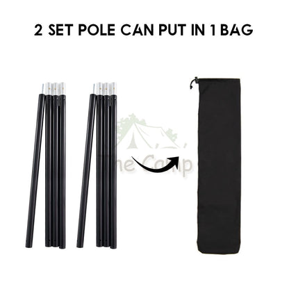 Camping Flysheet Tarp Pole 32mm Heavy Duty Fixed Rod Tent Aluminium Long 2.8m Stand Awning Canvas Canopy Tiang
