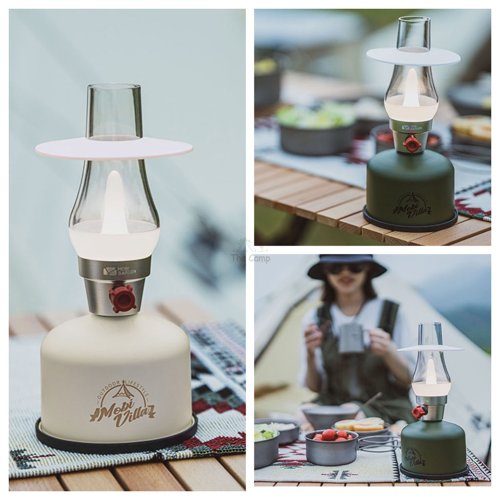 Mobi Garden Retro Lantern Stepless Dimming LED Standing Table Lamp AA Battery Camping Light Outdoor USB Hiking Fishing