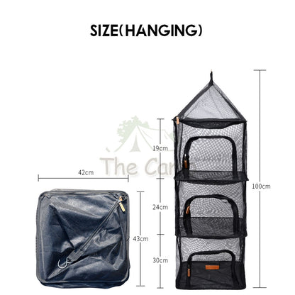 Portable Hanging Standing Rack Net Mesh Bag Foldable 4 Layers Dish Shelf Camping Equipment Dryer Utensils Storage Drying
