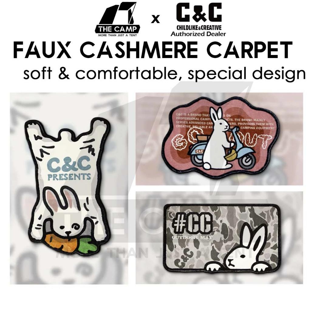 CC Carpet Faux Cashmere Material Unique Rabbit Design Outdoor Camping Tent Mat Rug Soft and Comfortable