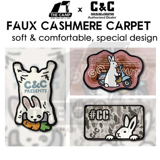 CC Carpet Faux Cashmere Material Unique Rabbit Design Outdoor Camping Tent Mat Rug Soft and Comfortable
