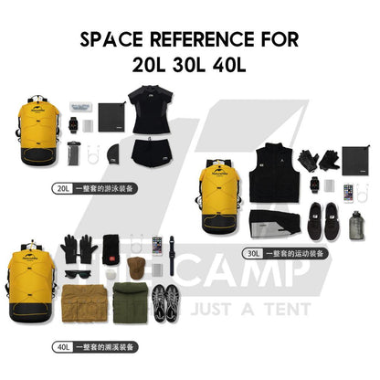 Naturehike Waterproof Backpack 20L 30L 40L Outdoor TPU Dry Wet Separation Storage Bag Ultralight Hiking Beach NH21FSB04