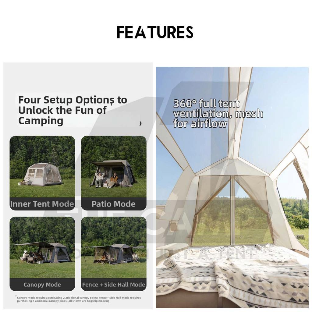 Naturehike Village 6 Gen 3 Auto Tent Standard / Flagship Model Inflation Pump Outdoor Camping Khemah Angin CNK2650WS035