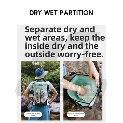 Naturehike Waterproof Backpack 20L 30L 40L Outdoor TPU Dry Wet Separation Storage Bag Ultralight Hiking Beach NH21FSB04