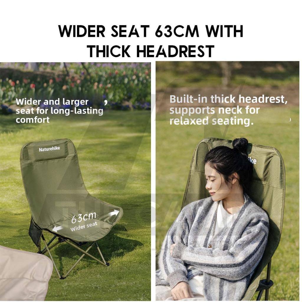 Naturehike T01 Highback Moon Chair Outdoor Camping Widened Armchair High Back Headrest Kerusi Healing CNH23JU13002