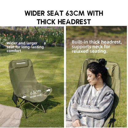 Naturehike T01 Highback Moon Chair Outdoor Camping Widened Armchair High Back Headrest Kerusi Healing CNH23JU13002