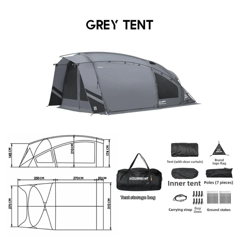 Shinetrip Conqueror Tunnel Tent 7 series Aluminium 70D Premium Nylon Fabric PU3000mm 17m2 Khemah A603