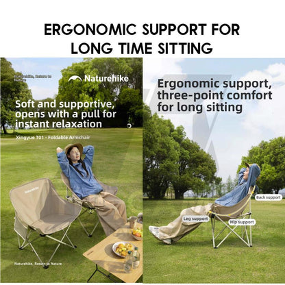 Naturehike T01 Low Back Moon Chair Outdoor Camping Widened Extra High Armchair Kerusi Healing CNH23JU13002