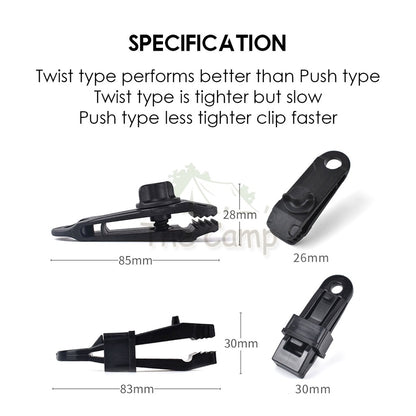 Heavy Duty Flysheet Clip Tarp Clip Tent Crocodile Clip Shark Clamp Outdoor Tarpaulin Clips Awning Paracord Rope