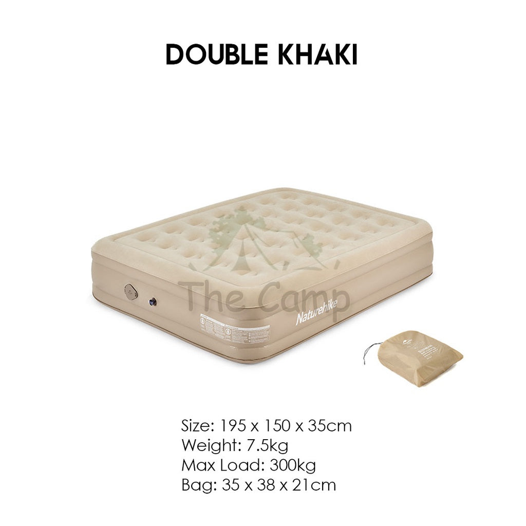 Naturehike Inflation Single Double Camping Air Bed 35cm with Pump Mattress Inflatable Tent Bag Pole Nail Peg NH22FCD04