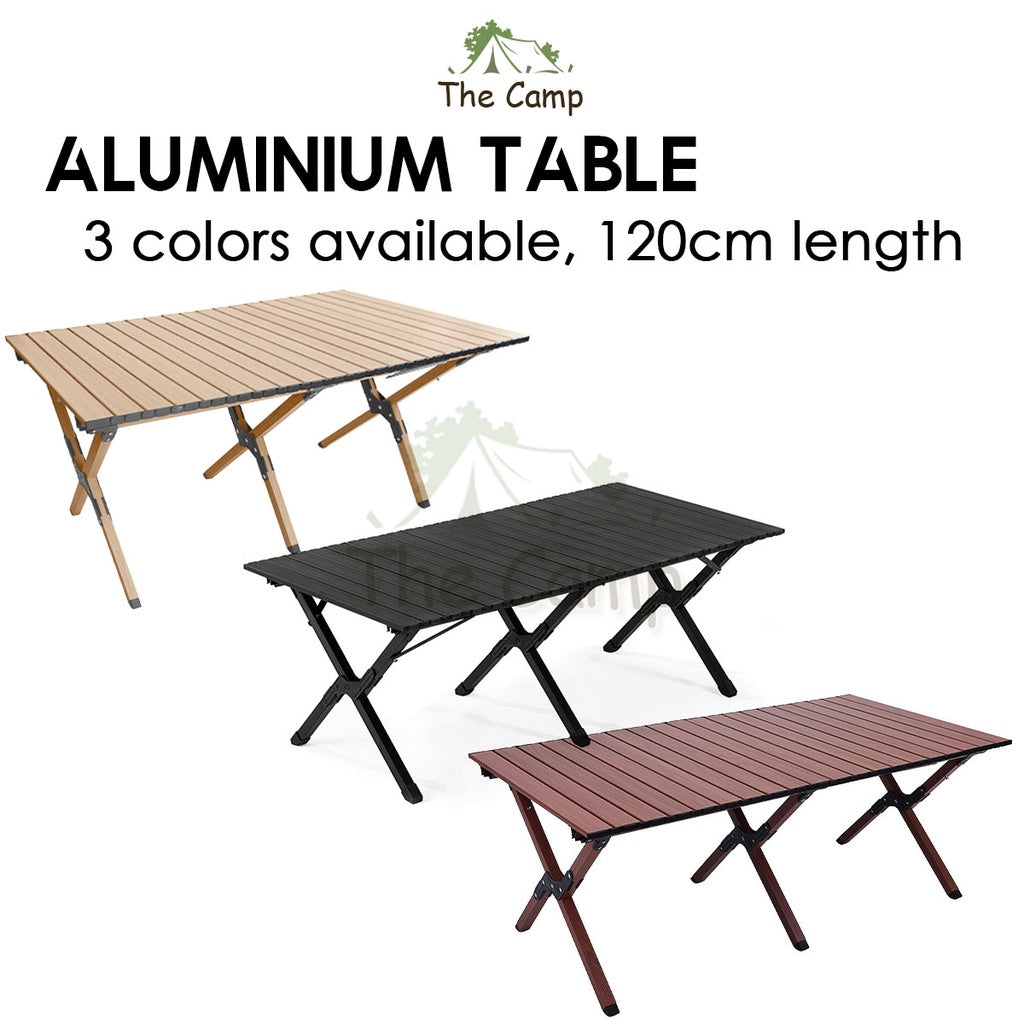 Camping Outdoor Aluminium Table 120cm Folding Portable Foldable Picnic Nail Flysheet Tent Peg Pole Chair Black Wood