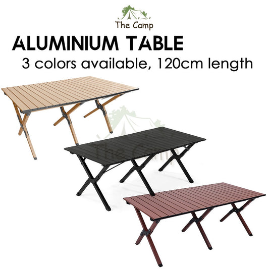 Camping Outdoor Aluminium Table 120cm Folding Portable Foldable Picnic Nail Flysheet Tent Peg Pole Chair Black Wood