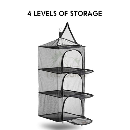 Portable Hanging Standing Rack Net Mesh Bag Foldable 4 Layers Dish Shelf Camping Equipment Dryer Utensils Storage Drying