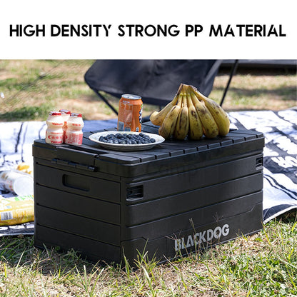 Blackdog Camping Folding Storage Box 60L Foldable Multipurpose Black Box with Table Top Chair Tent Flysheet Bed