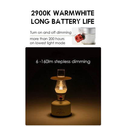 Mobi Garden Retro Lantern Stepless Dimming LED Standing Table Lamp AA Battery Camping Light Outdoor USB Hiking Fishing
