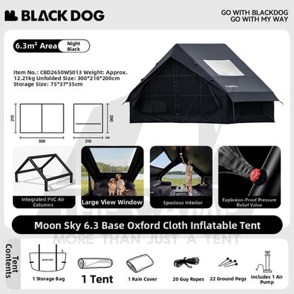 Blackdog MoonSky 6.3 Air Tent Pro / Base Double Layer PU3000mm Skyroof Inflatable Khemah Angin CBD2650WS010