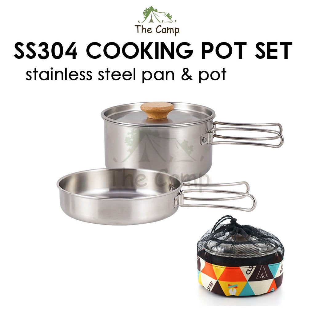 CLS Camping Cooking Pot Set 2 In 1 Cook Outdoor Lightweight Hiking Family Pots Tent Pole Peg Cookware Naturehike