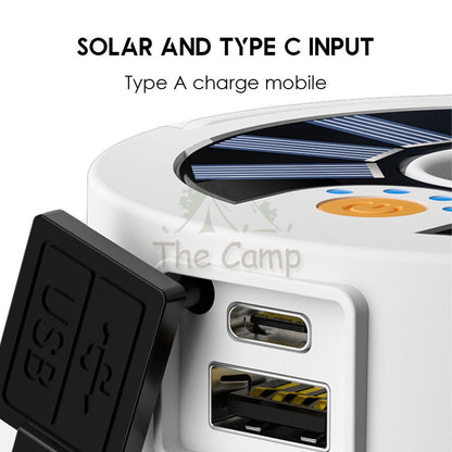 Outdoor Solar LED Lantern Light Daylight High Brightness USB Rechargeable Type C Magnet Base Camping Hiking Fishing