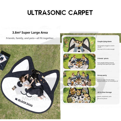 Blackdog Ultrasonic Carpet Picnic Mat Black Doggy Cute Portable Waterproof Outdoor CBD2650WS020 CBD2650201010