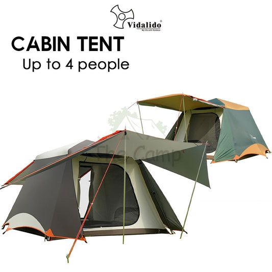 Vidalido Camping Cabin Tent Automatic Setup Large Space 2 3 4 People Quick Fast Silver Coated Rainproof Camp UPF50+