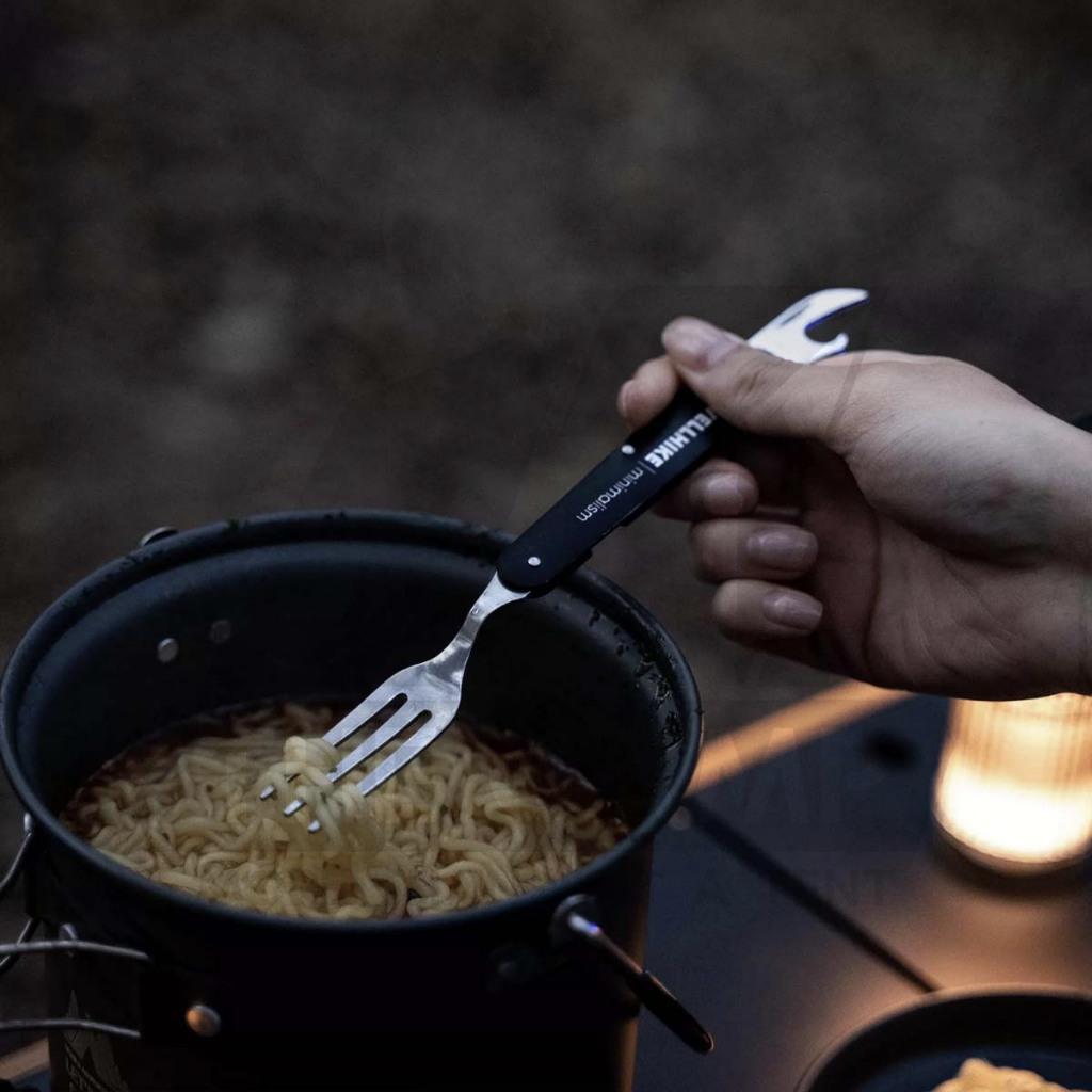 Wellhike SWS 3 in 1 Foldable Cutlery Set Fork Spoon Knife Bottle Opener Hiking Outdoor Camping Picnic