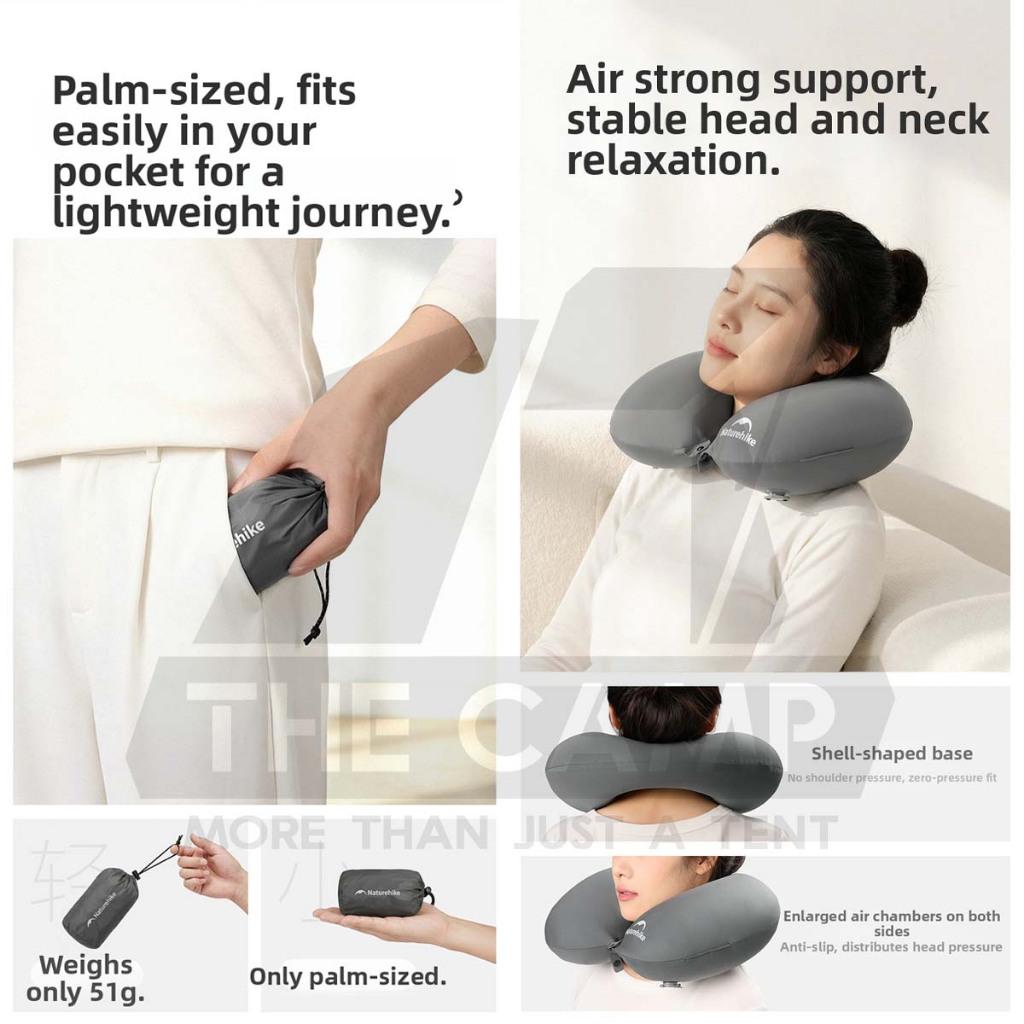 Naturehike TPU Air Neck Pillow Travel Neck Support Bantal Leher Kereta Bantal Travel U Shape Memory Foam CNK2650WS030