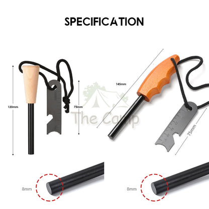 Outdoor Magnesium Fire Starter Ferro Rod Flint Stone with Ruler Camping Api Batu Emergency Survival Spark Lighter