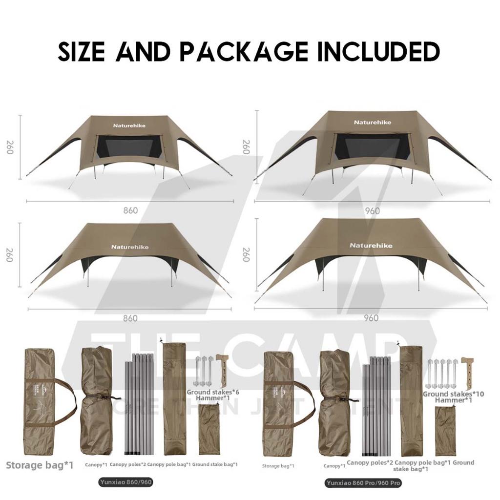 Naturehike Cloud Skies PRO 860 960 Tarp Flysheet TiBlack Coating Outdoor Camping Waterproof Awning Mesh CNK2650WS023