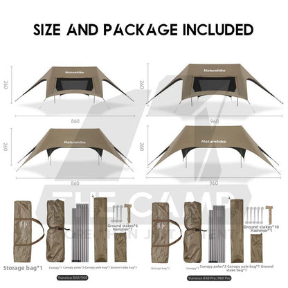 Naturehike Cloud Skies PRO 860 960 Tarp Flysheet TiBlack Coating Outdoor Camping Waterproof Awning Mesh CNK2650WS023