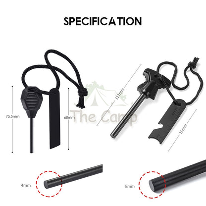 Outdoor Magnesium Fire Starter Ferro Rod Flint Stone with Ruler Camping Api Batu Emergency Survival Spark Lighter