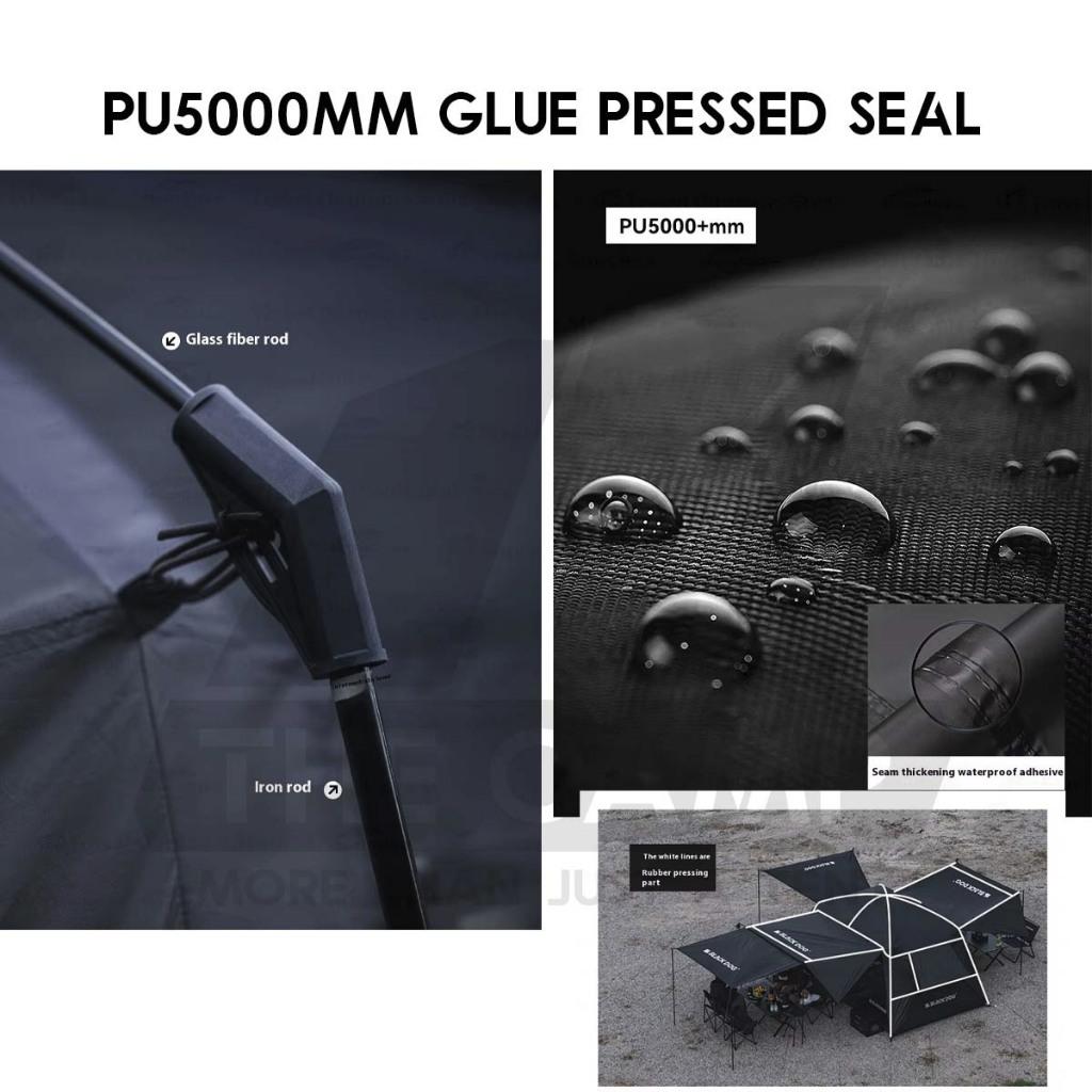 Blackdog ShanTing 6.8 Manual Tent Easy Set Up Outdoor Camping Fly Sheet Extension Black Coating PU5000 CBD2450WS050