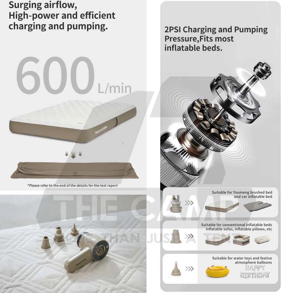 Naturehike Handheld Pump for Air Bed Mattress Tent Inflate Deflate 2psi Flysheet Dome Tarp CNK2450ZM017