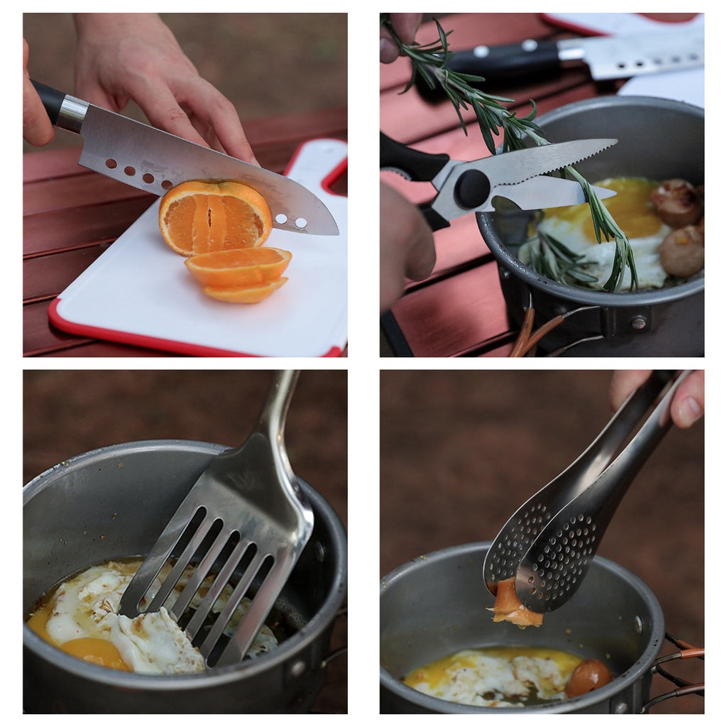 9 in 1 Cooking Utensil Kit Camping Picnic Cookware Hiking Knife Spoon Fork Stove Cooking Spatula Utensils